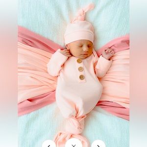 Caden Lane newborn gown and knotted hat